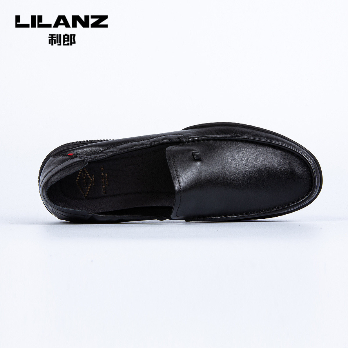 利郎官方皮鞋男牛皮革港风一脚蹬平跟圆头休闲皮鞋男