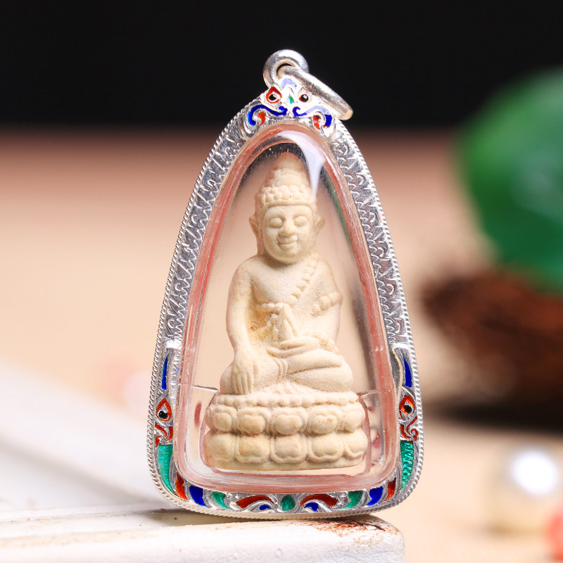 泰国佛牌药师佛龙婆坤2535年老牌纯银项链吊坠泰国特色