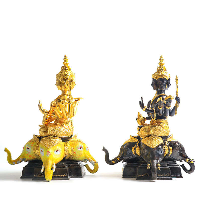 泰国佛牌瓦诺四面佛骑大象铜制镀金金家居店铺泰国特色