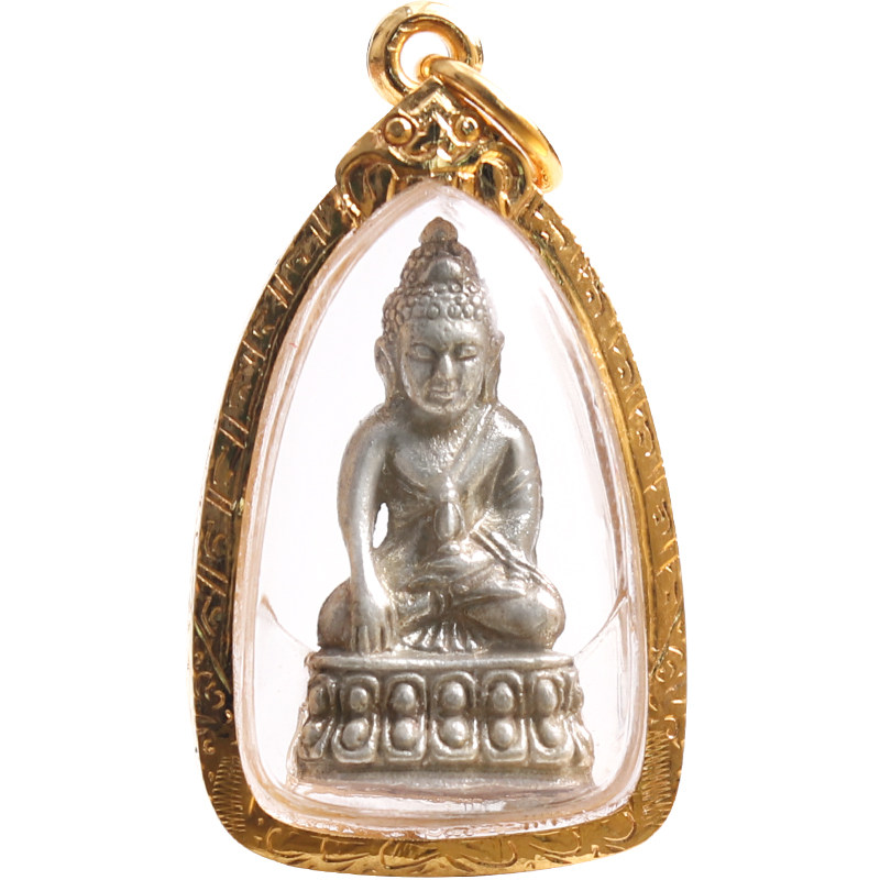 泰国佛牌卡贤2533年纯银药师纯金项链吊坠男女泰国特色