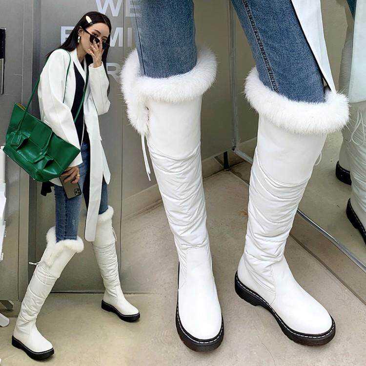 2021新品过膝长靴兔毛长筒时尚雪地靴子子女时尚雪地靴
