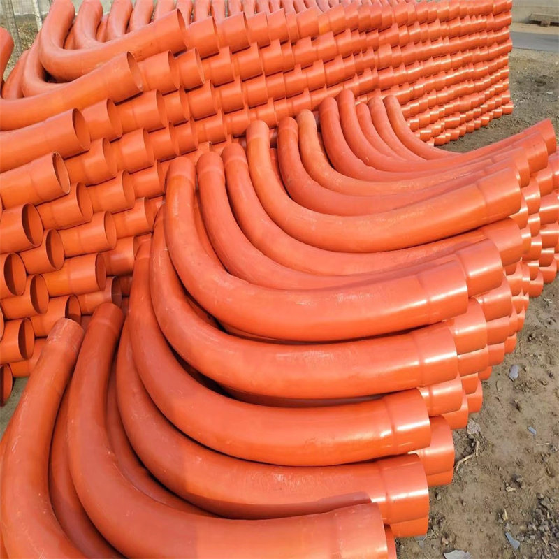 pe电力管大风管pvc弧度弯头橘色大月接头upvc管
