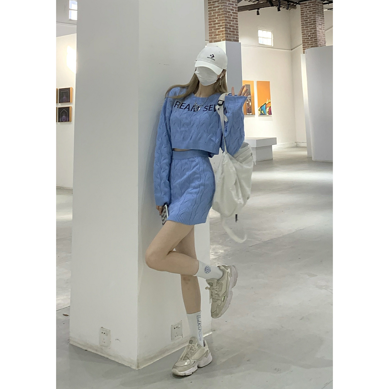 DREAM SEVEN77麻花毛衣套装2021年秋冬新款慵懒风宽松毛织两件套