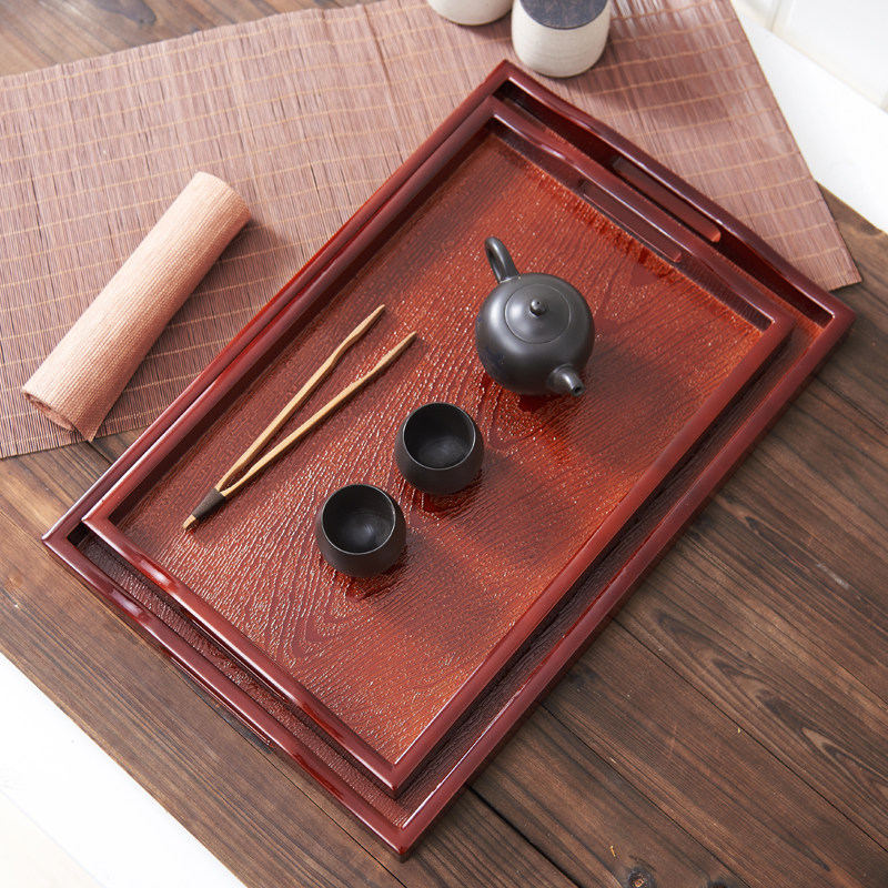 托盘长方形塑料超大家用茶杯客厅办公茶盘仿木盘
