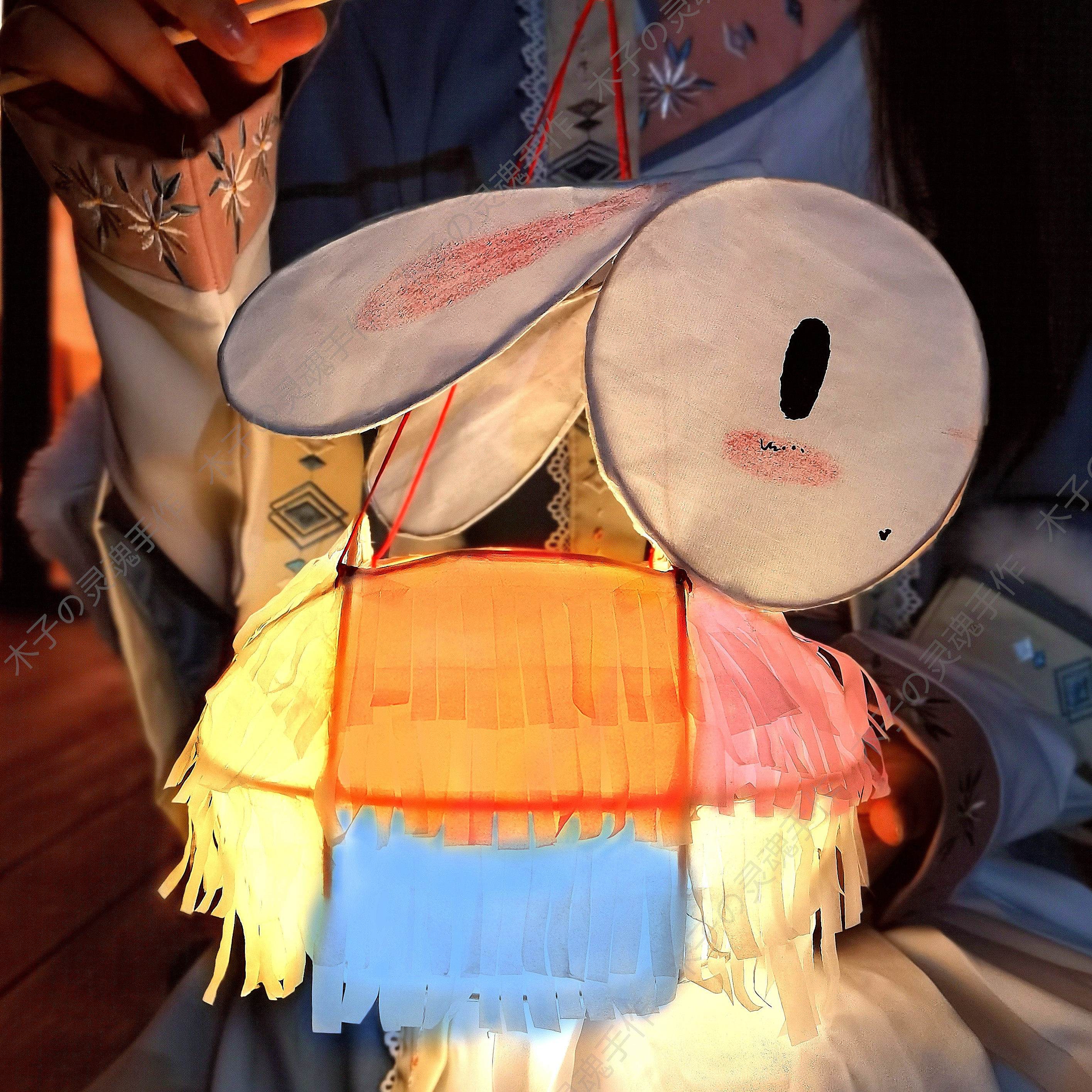 diy灯笼木子手作中秋节材料兔子纸扎古风汉服灯笼材料包
