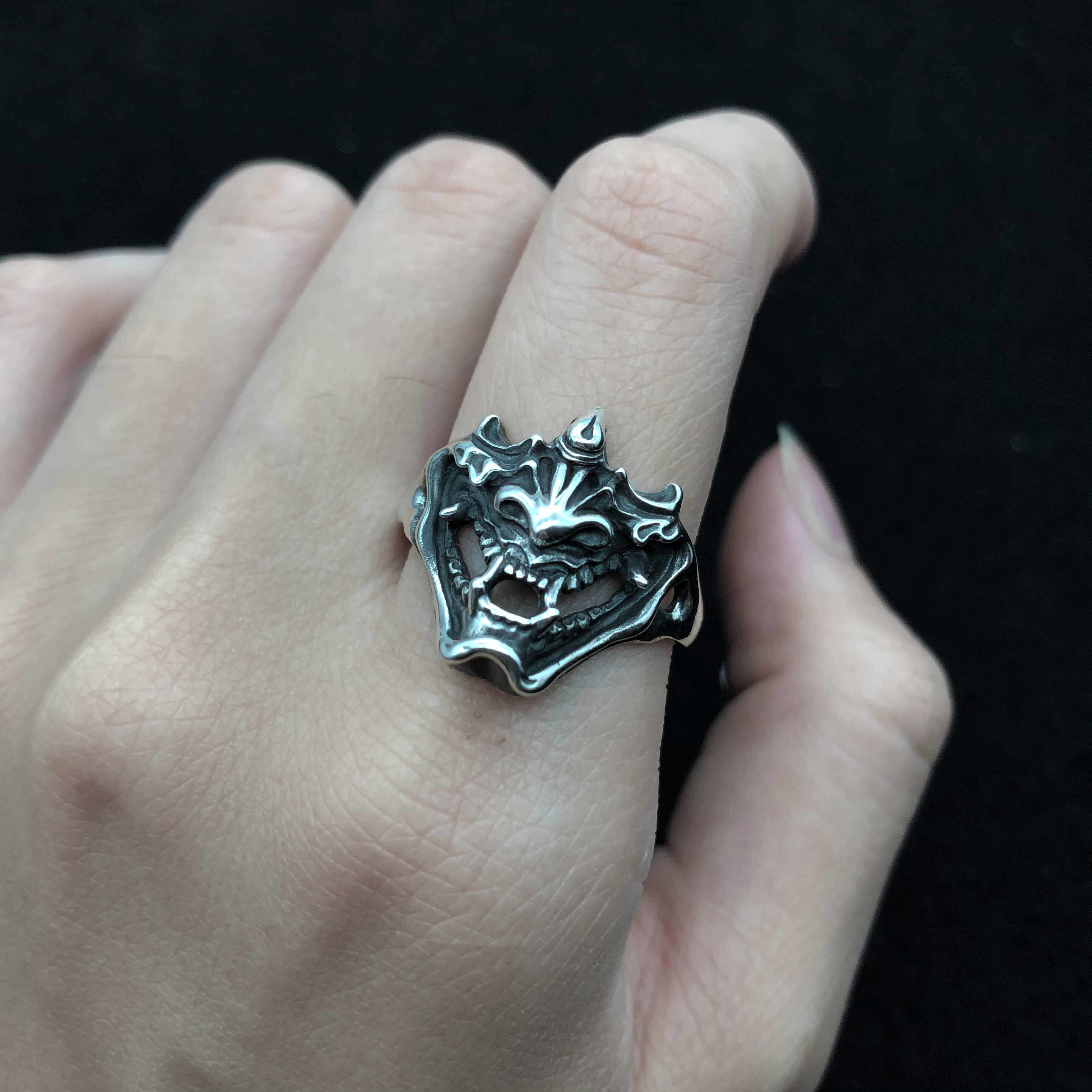 dualflow恶魔戒指男潮纯银指环潮牌小众戒指