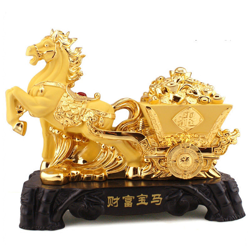生肖客厅开业贺礼高档马拉车金马装饰马摆件办公室摆件