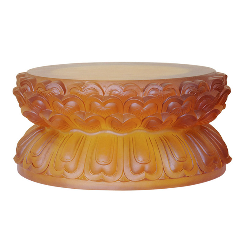 莲花琉璃双层底座供佛观音供台摆件圆形椭圆形摆件