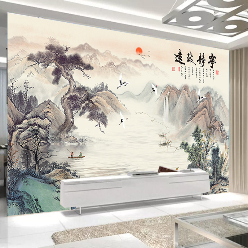 山水画贴画背景墙贴纸电视墙贴自壁纸客厅墙纸墙壁墙贴