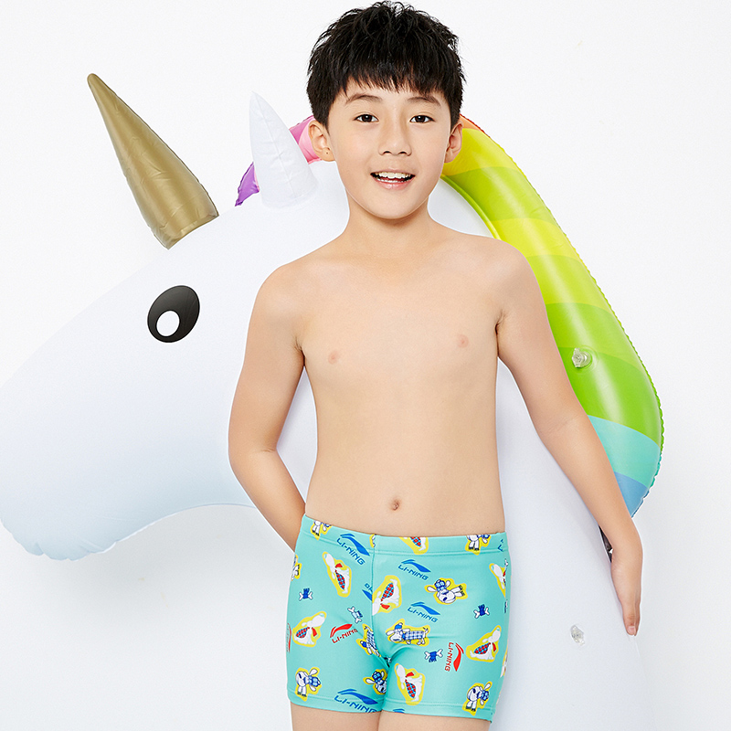 李宁儿童泳裤平角游泳裤中大码男童游泳裤短裤小孩泳裤儿童泳衣