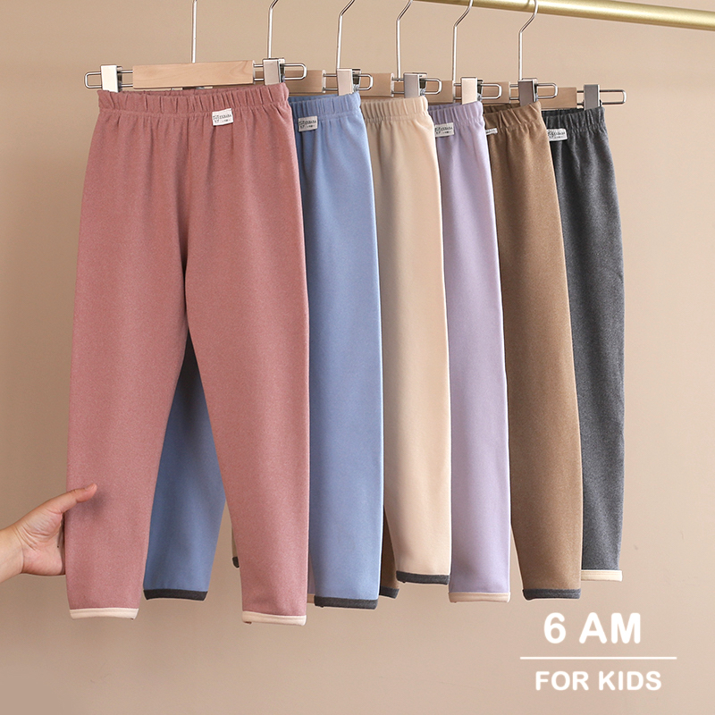 男女童发热德绒磨毛秋冬打底裤宝宝中大儿童保暖纯色家居睡裤秋裤