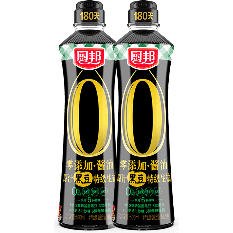 【10.96】厨邦酱油零添加500mL*2