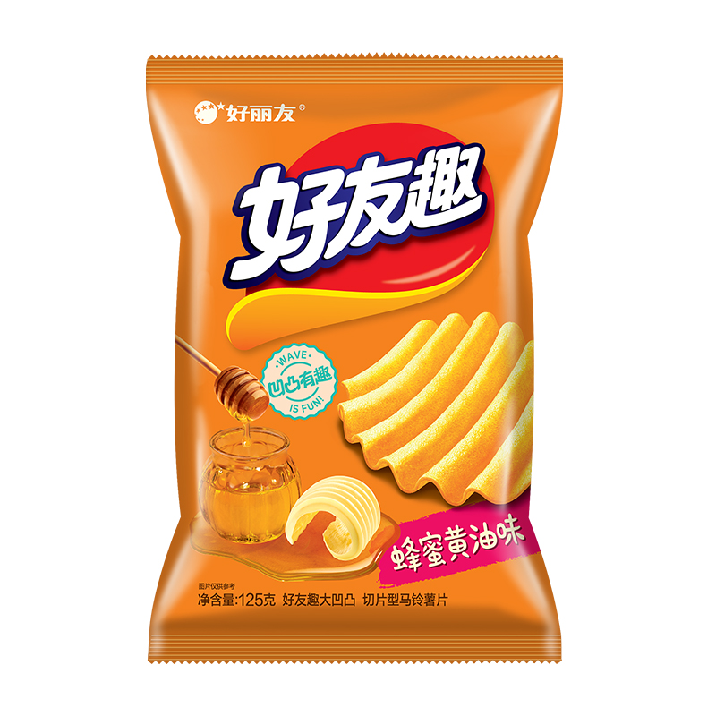 好丽友好友趣大凹凸蜂蜜黄油味125g休闲膨化零食薯片办公出游