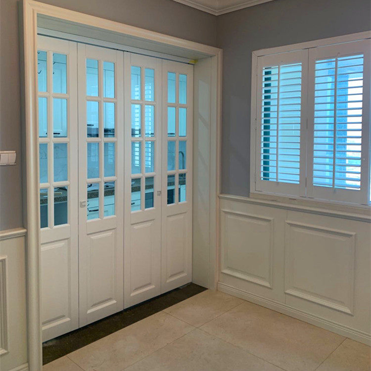 圣德科实木格子玻璃折叠厨房卫生间客厅书房吊轨卧室门