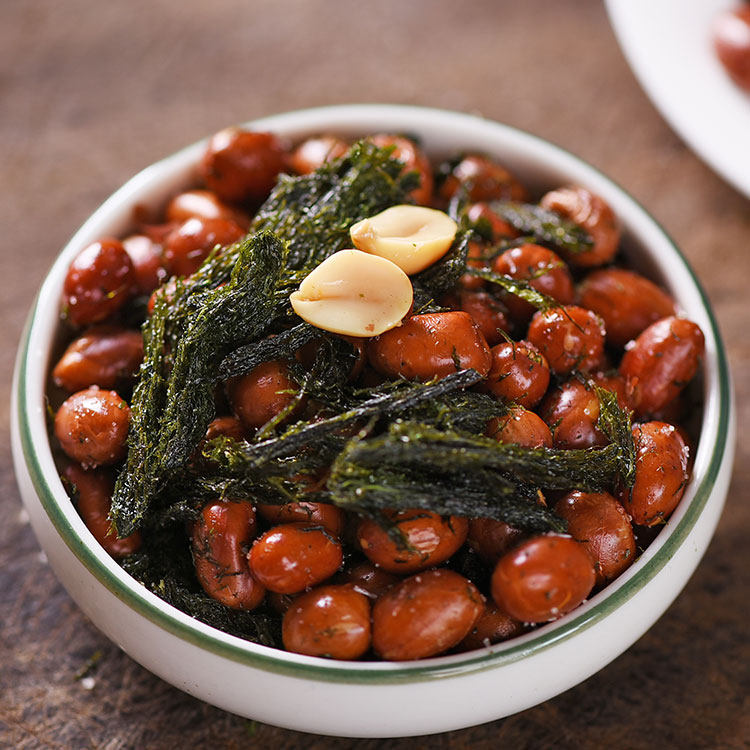 宁波特产美味建峰海苔花生罐头浒苔苔条苔菜花生米日期新鲜