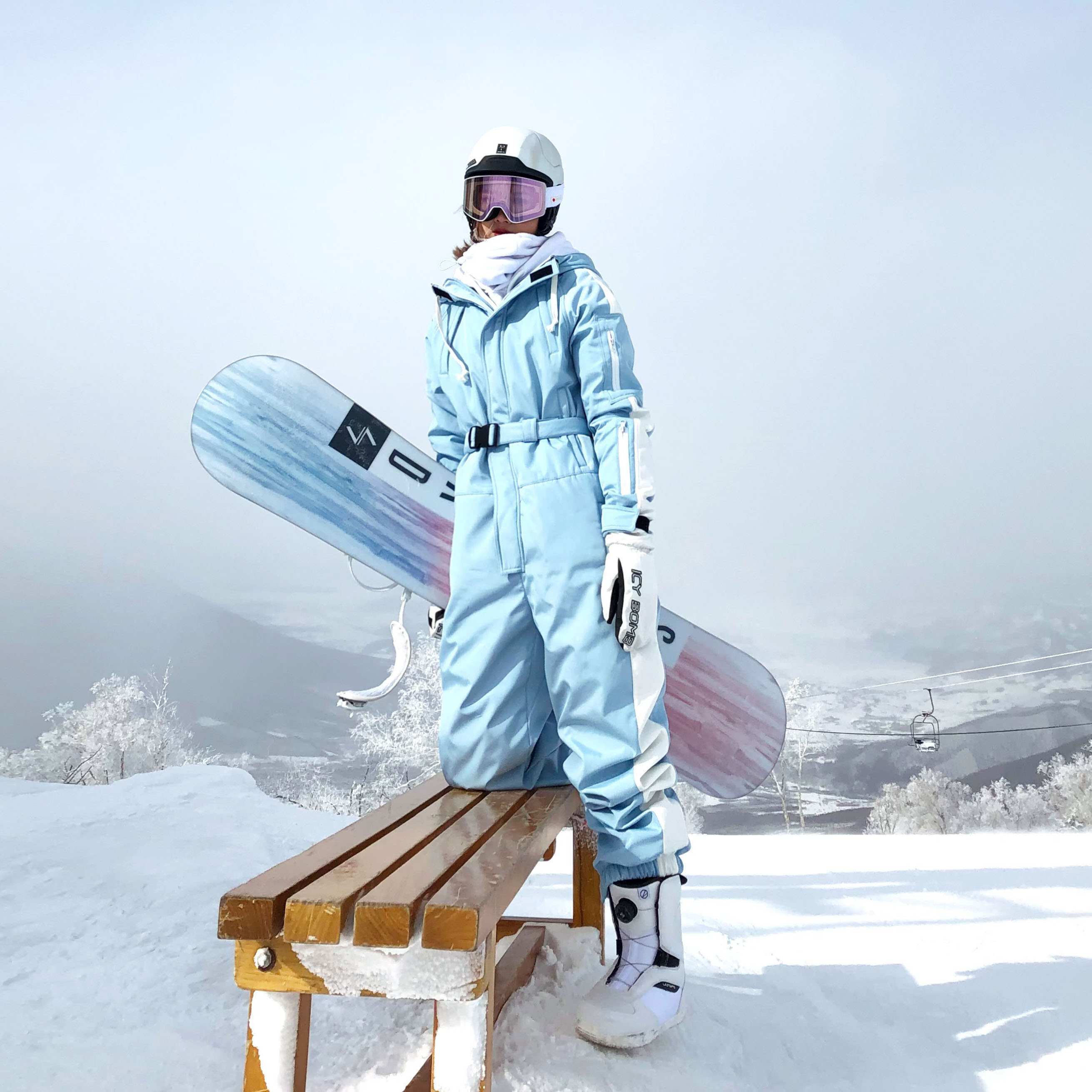 zachariah滑雪服套装男女女双保暖防风防水分体雪服滑雪衣裤套装