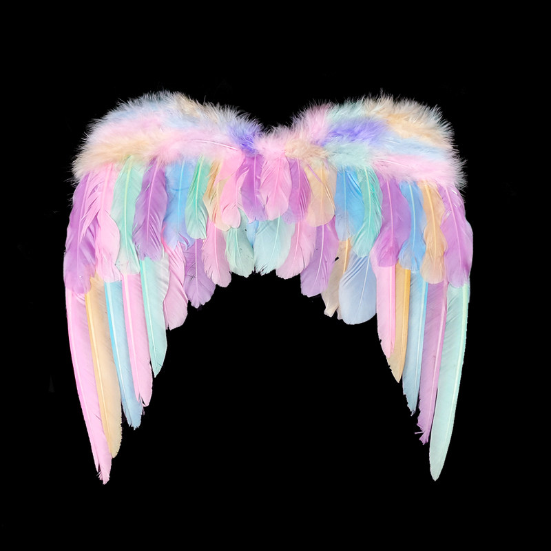 彩虹彩虹羽羽毛翅膀装饰独角兽天使精灵仙子小女孩礼物翅膀