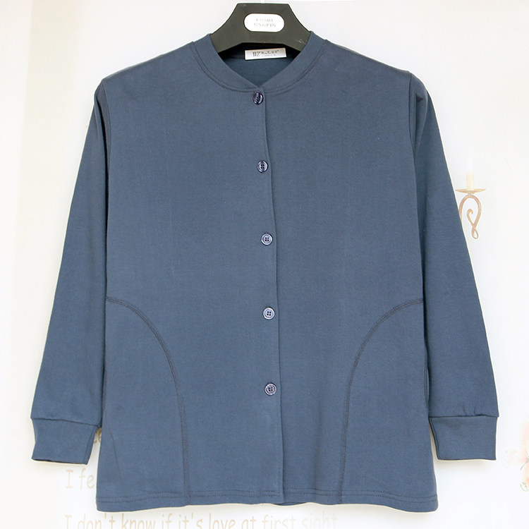 中老年人纯棉秋衣全棉对襟开衫线衣肥大宽松精梳保暖上装