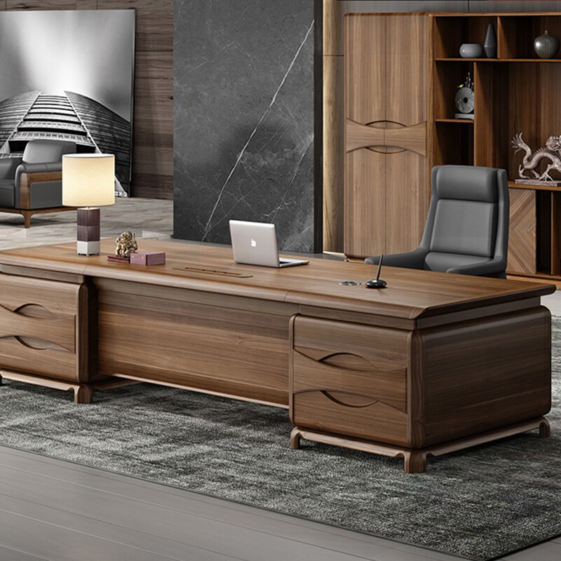 总裁桌椅办公桌办公简约大班台经理新中式老板实木大班台