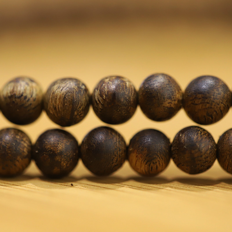 越南芽庄白奇楠佛珠手串熟结老料保真天然棋楠佛珠