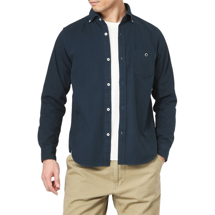 日本barnsoutfitters纯棉牛津藏青青色工装衬衣衬衫衬衫