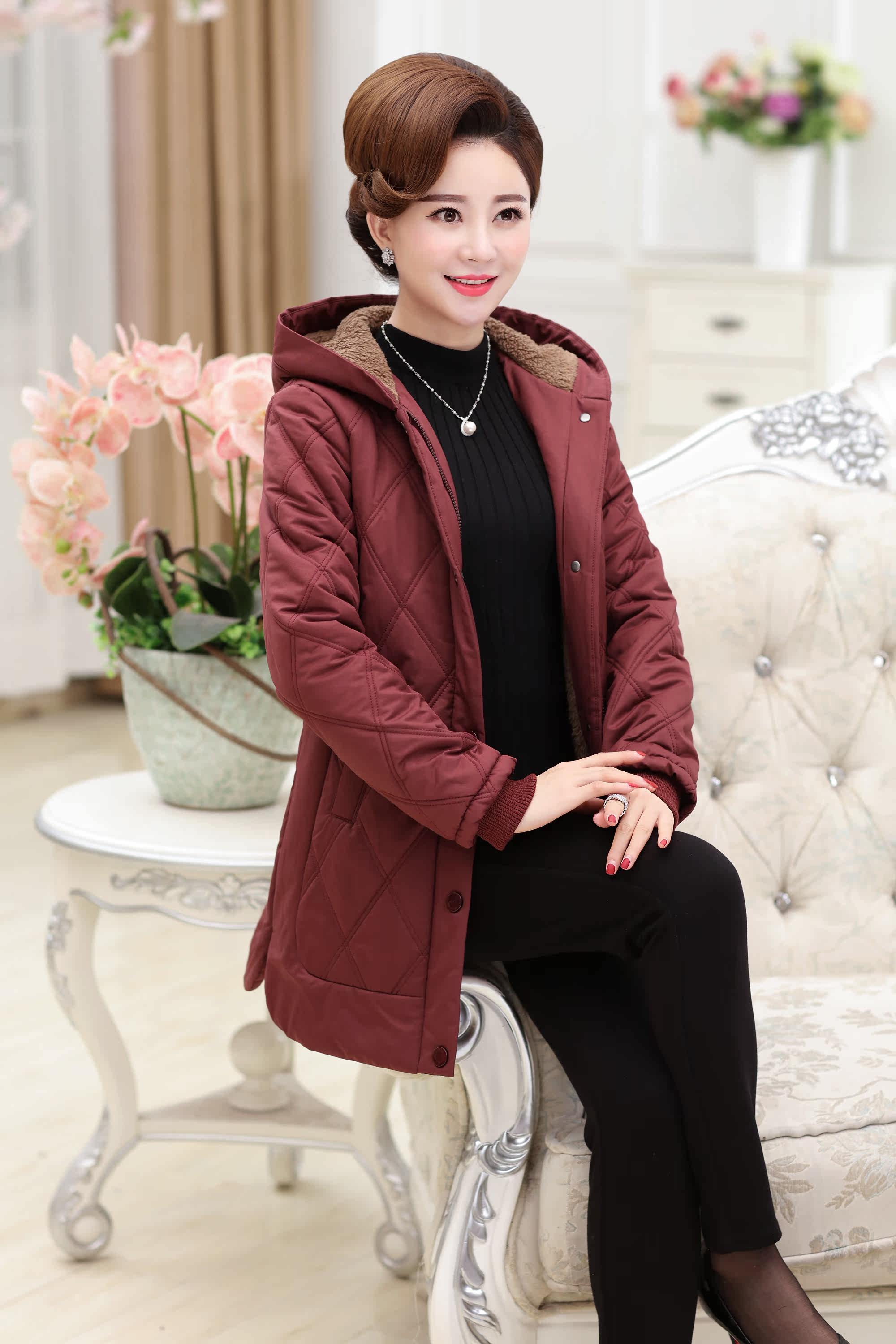 中老年女装棉衣外套妈妈秋冬装新品大码老人衣服冬装棉服40-50岁