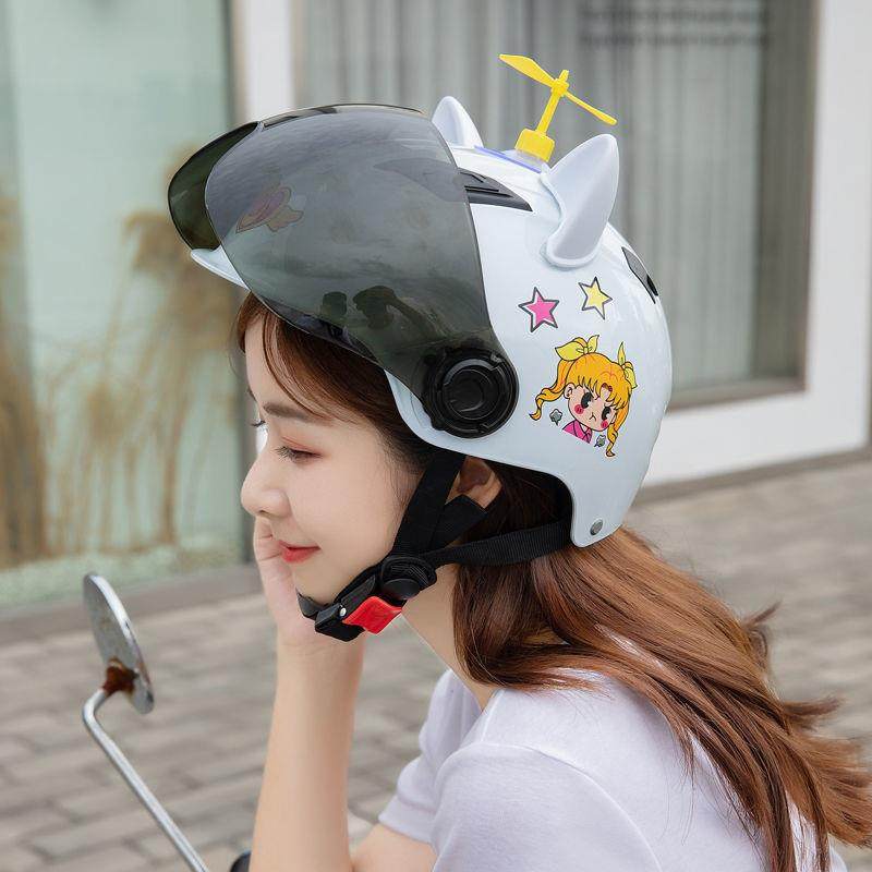 电车头盔防晒夏款女摩托车全盔可爱网红安全帽半盔摩托车头盔