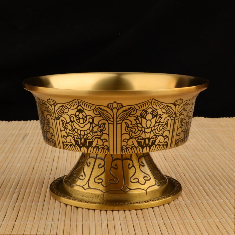 八吉祥供水杯供佛杯铜佛前供水碗家用密宗高脚净水圣水杯