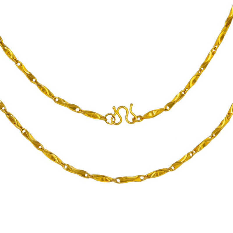 沙金项链招财元宝链男细款锁骨越南正品24k999项链