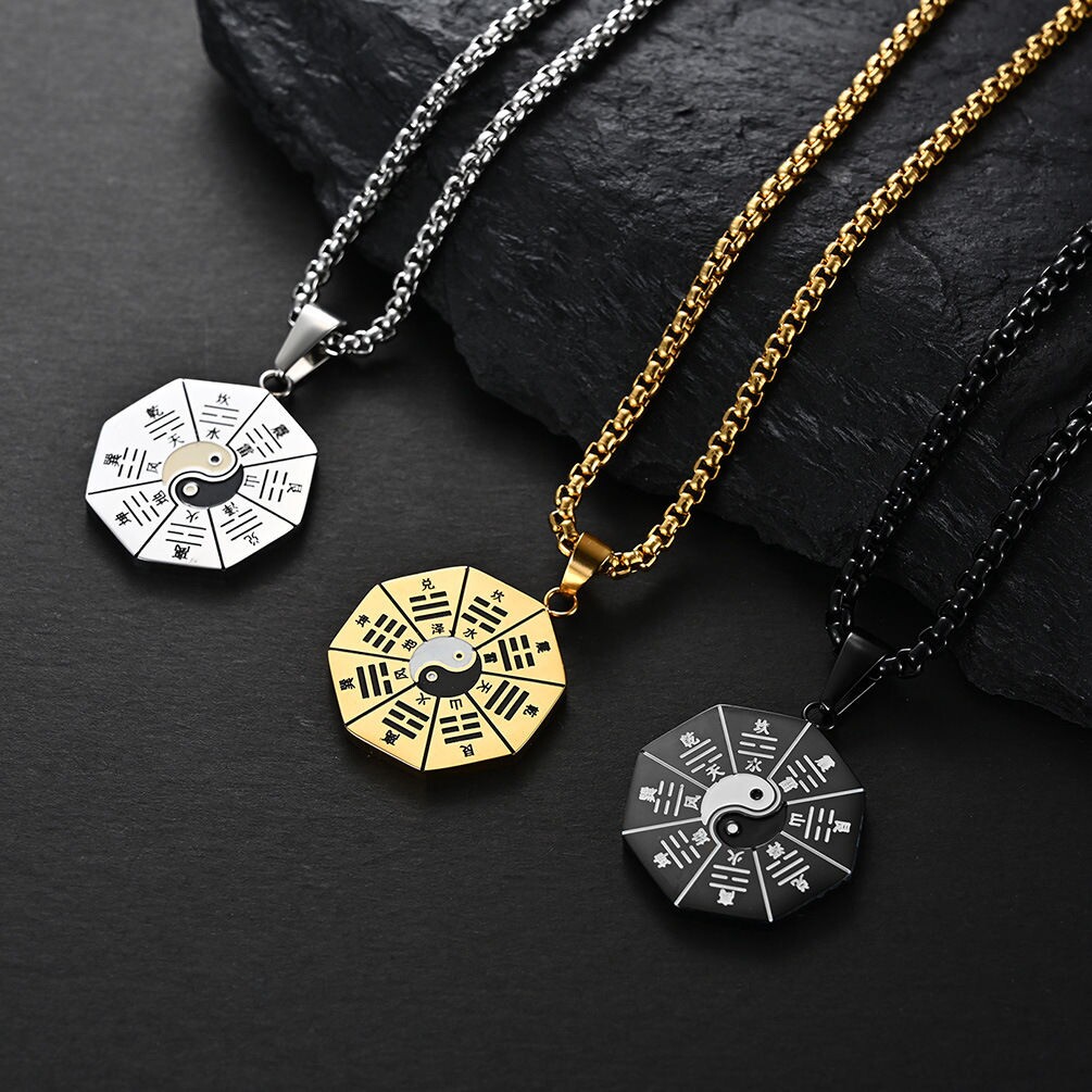 国潮原创设计道教八卦图吊坠潮男男女时尚百搭项链