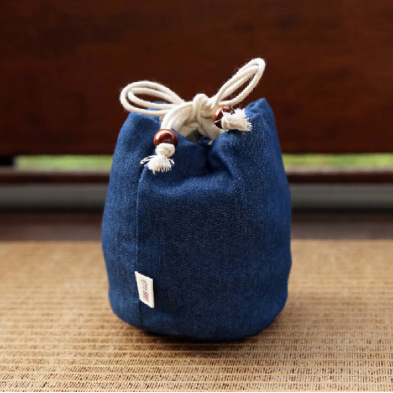 台湾宜龙专柜棉麻丹宁牛仔牛仔布布包杯垫柔软茶道