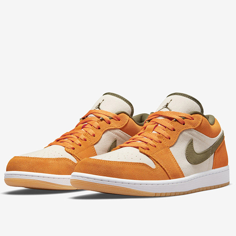 耐克男鞋airjordanlowaj1低帮白橙运动运动休闲板鞋