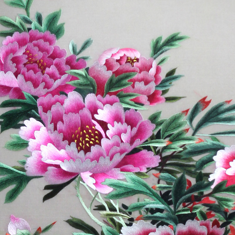 有福湘绣苏绣蜀绣精品牡丹成品挂画客厅玄关湘绣