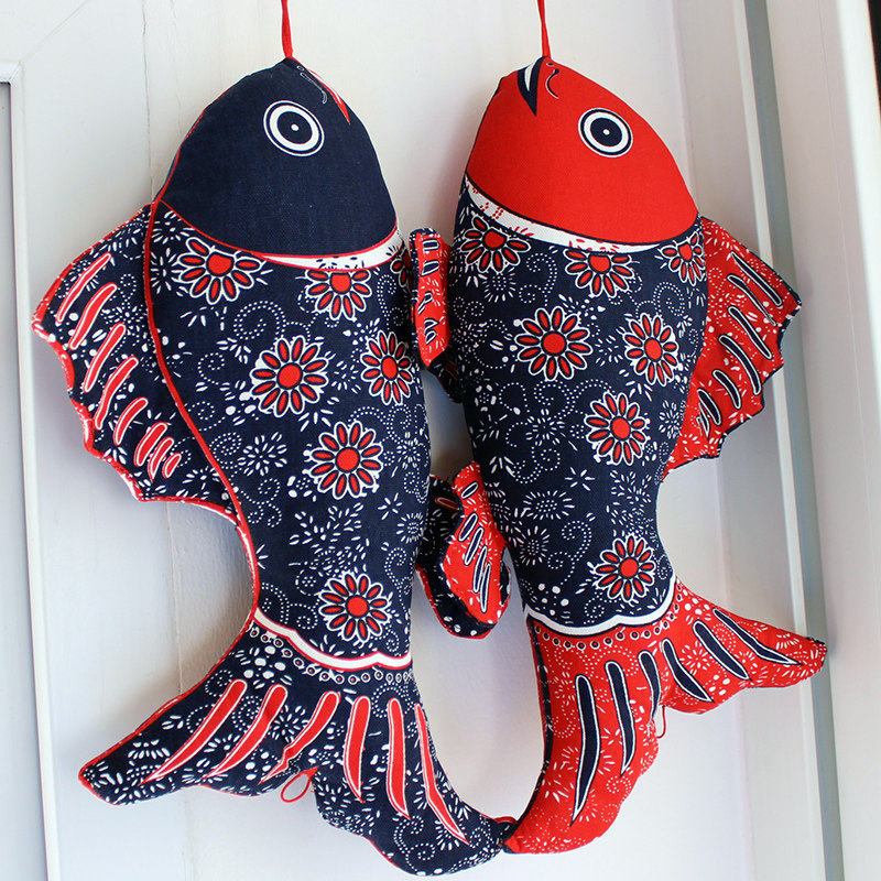 布艺鲤鱼布鱼挂件壁饰布络家居挂饰饰品中国壁饰