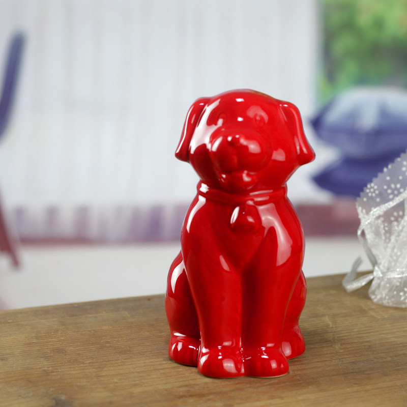 红色狗摆件瓷器摆件生肖狗招财辟邪