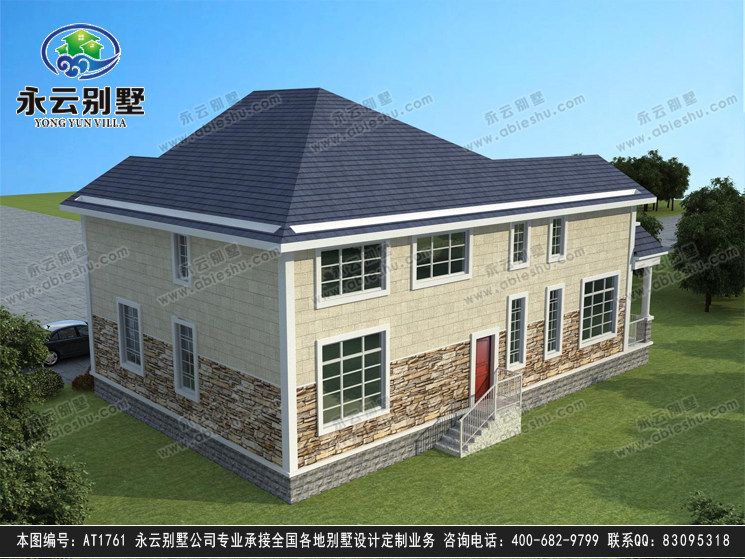 at1761一层半带走廊复式客厅阁楼小别墅设计全套建筑及模型设计