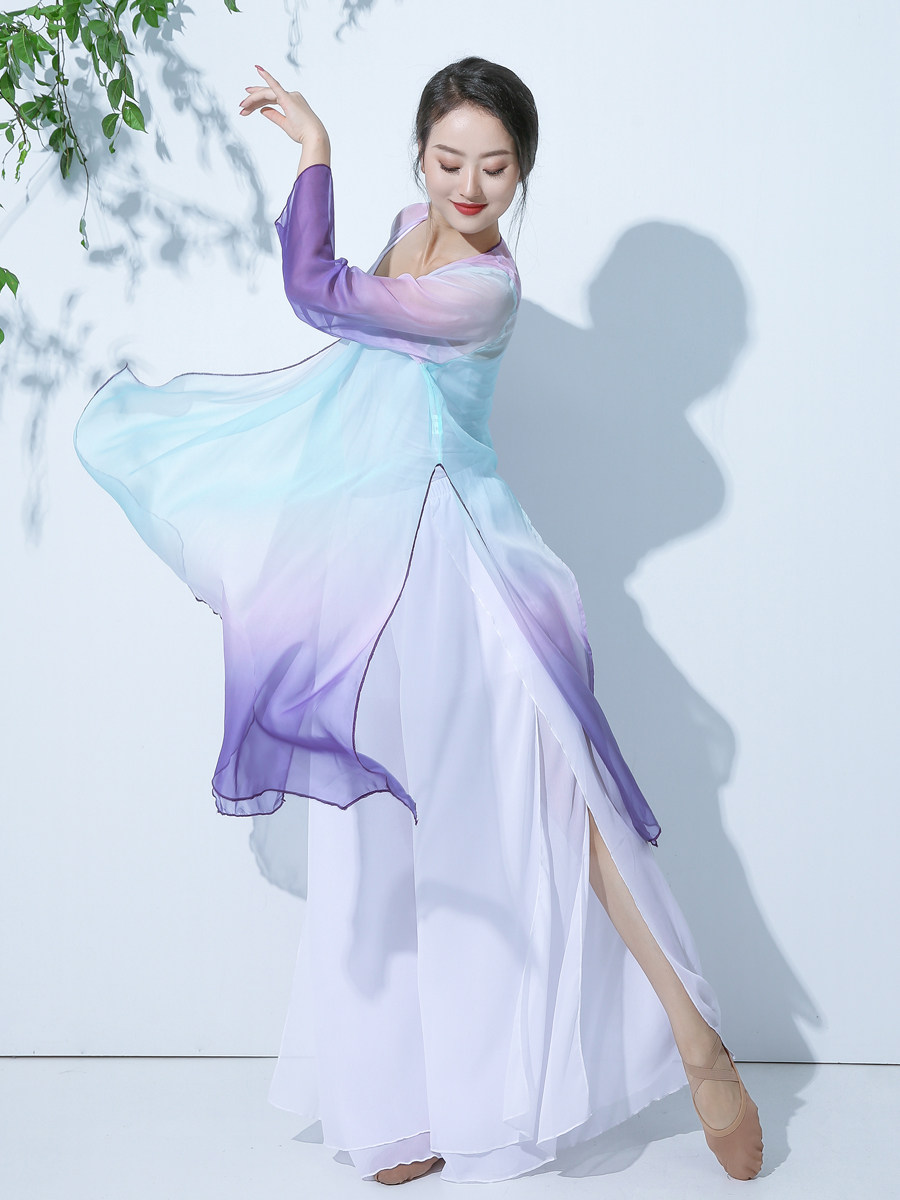 倾城之舞小众渐变古典舞纱衣身韵基训练练功飘逸古典舞服