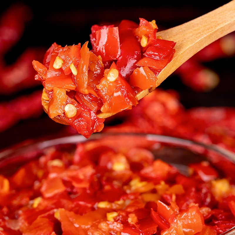 张金福餐饮饺子调料鱼头剁椒红辣椒鲜红桶装2kg辣椒酱