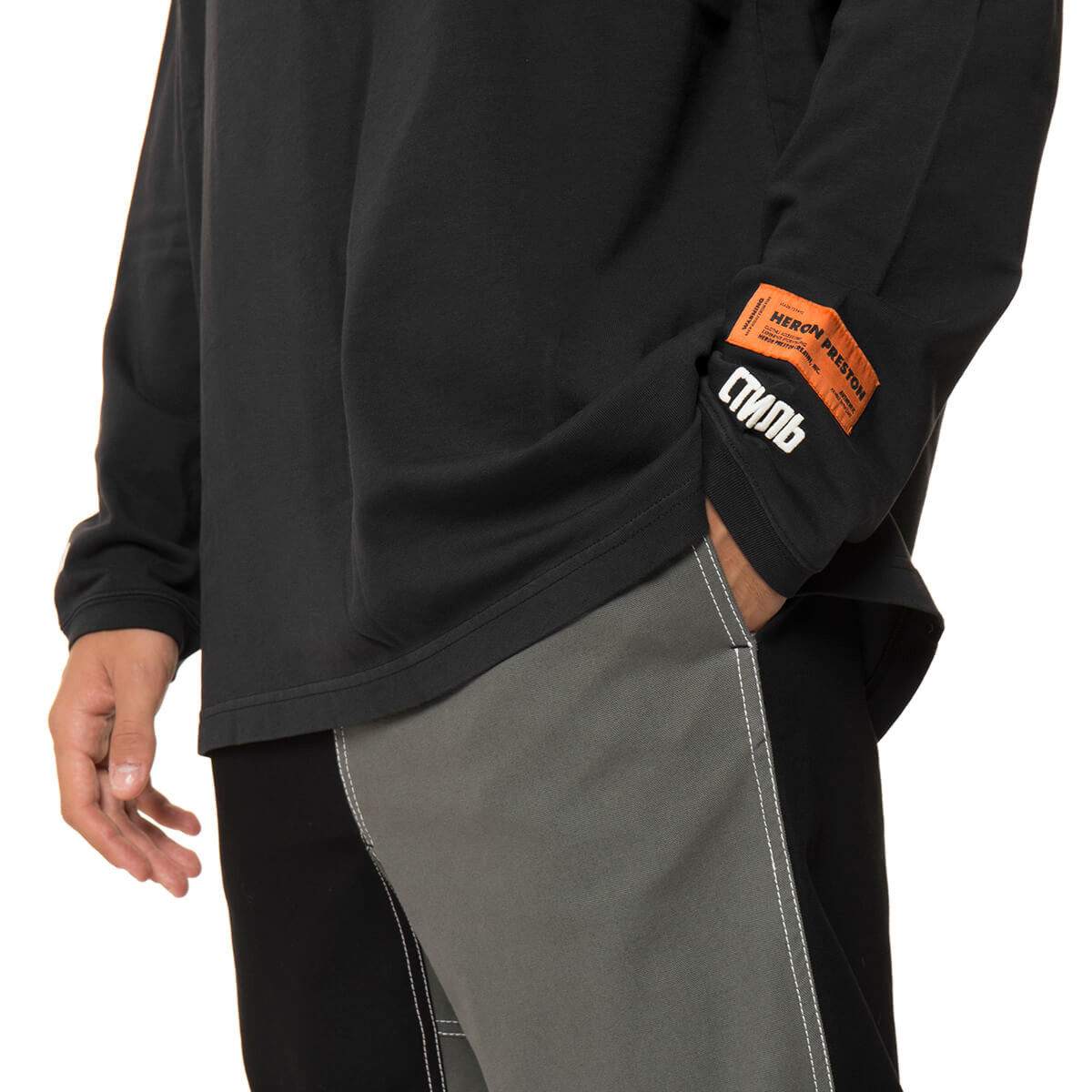 现货heronpreston字母刺绣高领hp仙鹤t恤