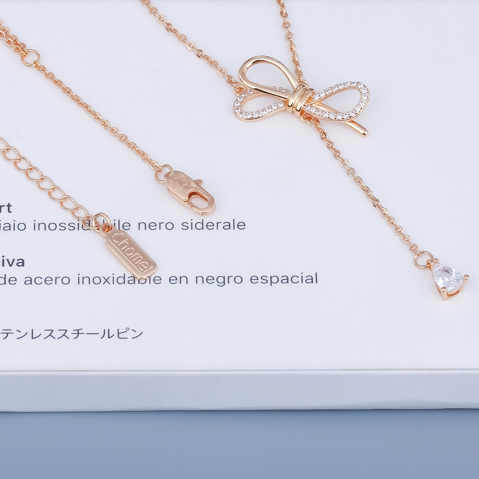 新加坡chomel项链简约自然美蝴蝶结流苏锁骨小清新个性项链