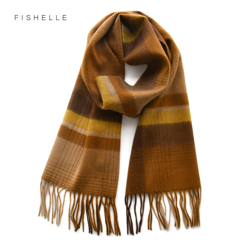 围巾克什米尔温暖棕色苏格兰羊绒格子男女通用冬季围巾