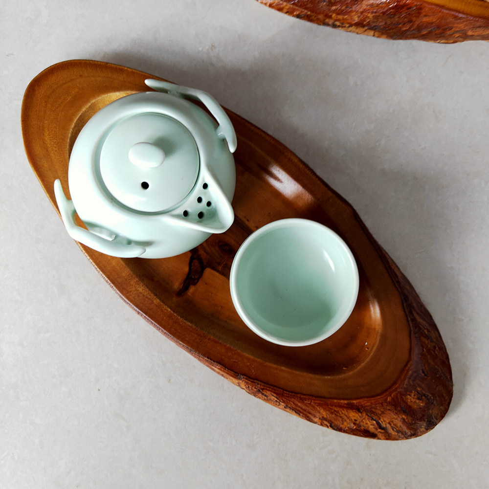 整块香樟樟木实木小号一壶一杯托盘家用办公室茶盘