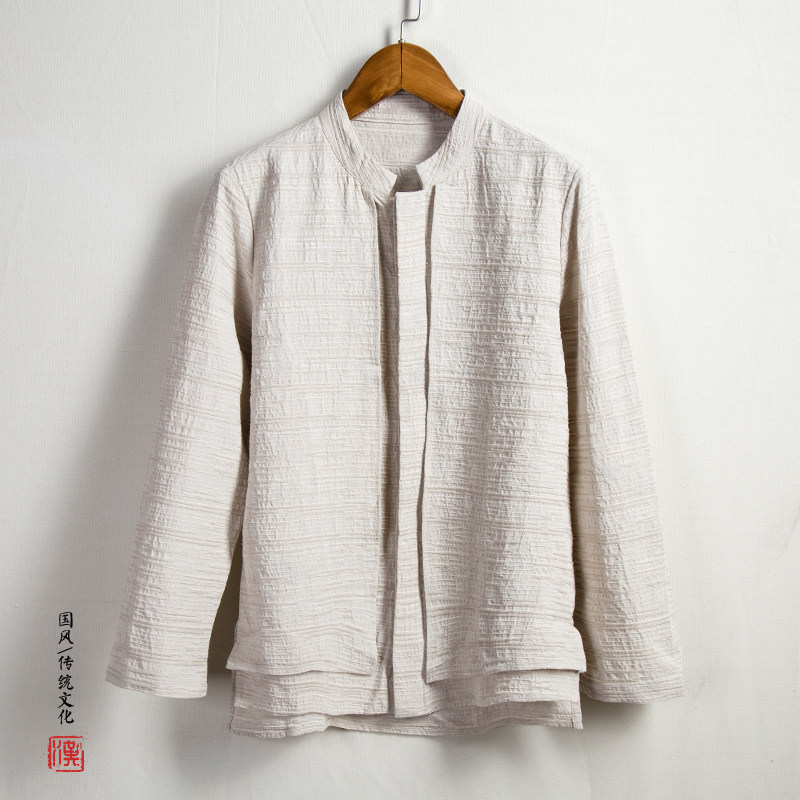 秋款民国短打衬衫中式复古唐装中国国风文艺衬衫