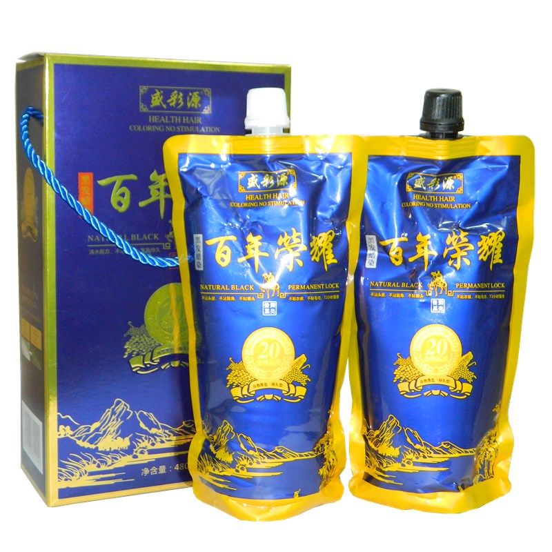 染发彩运来盛彩源百年荣耀黑发霜黑染发剂自然黑色彩染