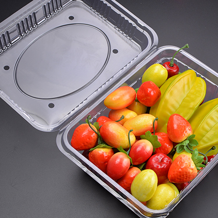 一次性2斤装水果包装盒1000克装草莓打包盒透明塑料带盖盒子100个