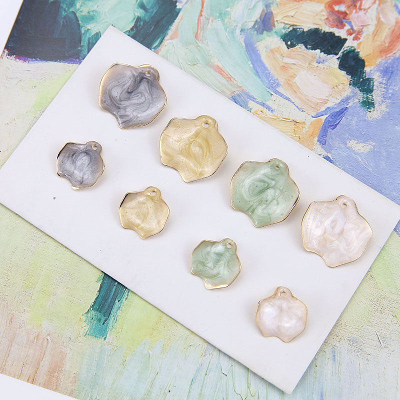 配件diy手工饰品金滴油晕流沙贝壳挂件耳环其他diy饰品配件