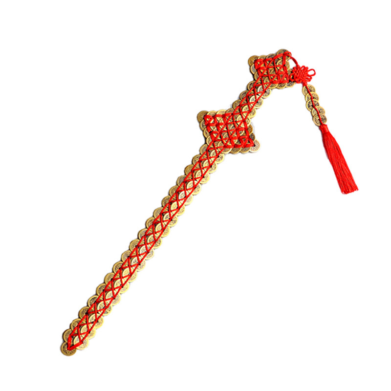 铜钱真品纯铜金钱仿古招财镇宅辟五帝钱宝剑道家摆件