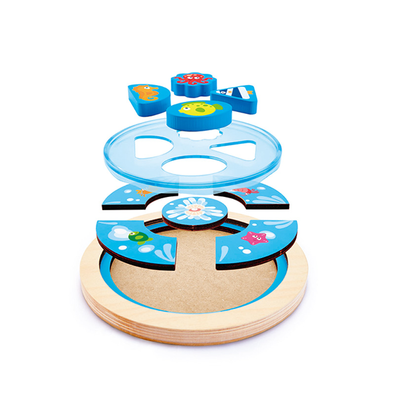 hape三阶深海探险双层旋转拼图儿童拼图