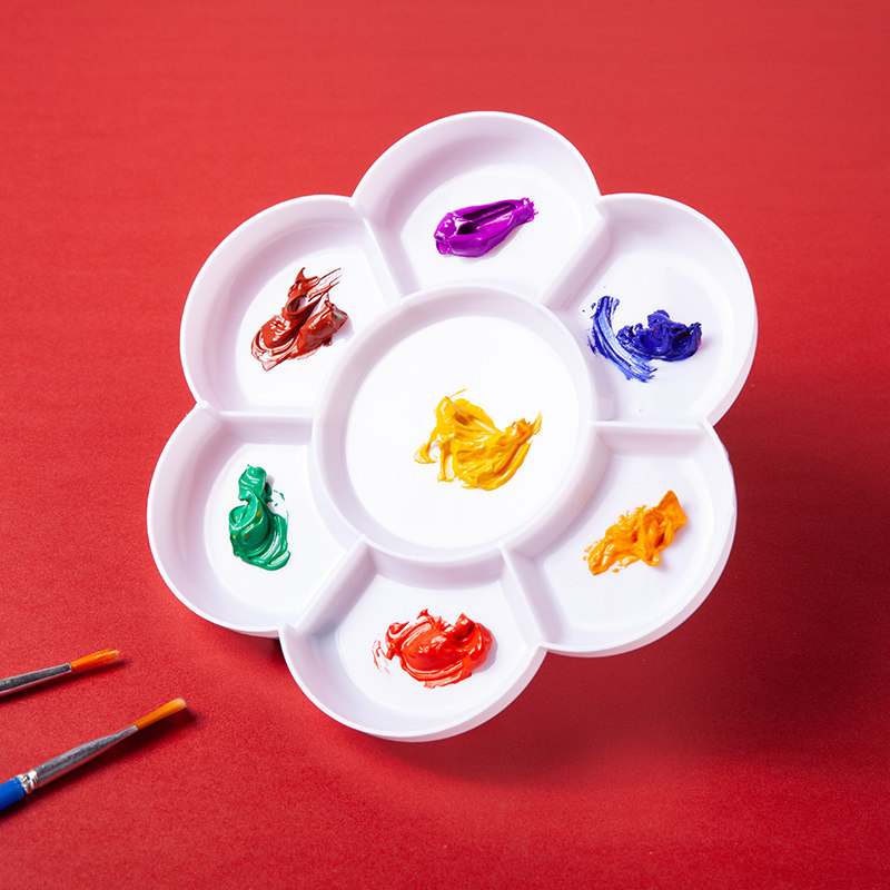 调色盘水彩水粉颜料梅花方形塑料加厚油画儿童调色盘