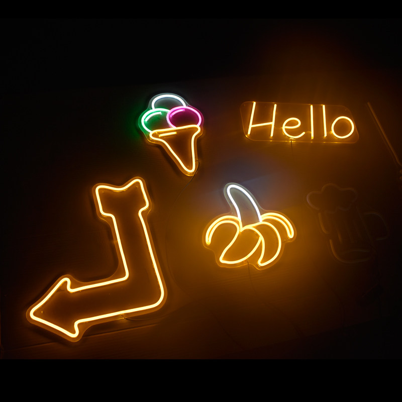 字工业灯条霓虹灯neon 潮牌led发光灯牌 网红店铺装